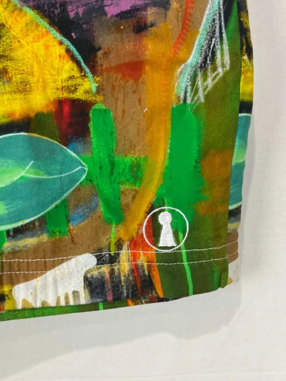 NWT Tango Hotel Self Portrait Mens Multi Abstract Art Swim Trunks Sz Small